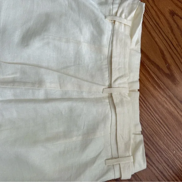 Cream High-Waisted Button-Front Linen Blend Midi Skirt - Picture 5 of 6